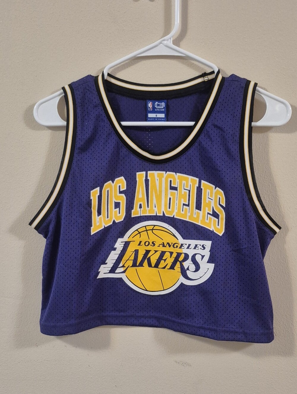 NBA Los Angeles Lakers Ultra Game Purple Mesh Crop Jersey Tank Womens Small S